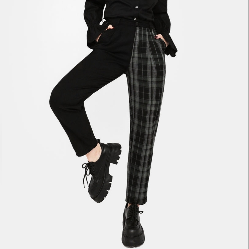 Disturbia Plaid Two Tone Trousers